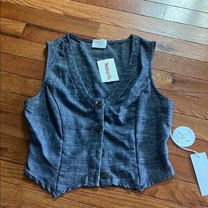 NWT Sienna Sky Denim Style Blue Sleeveless Button-Down Vest